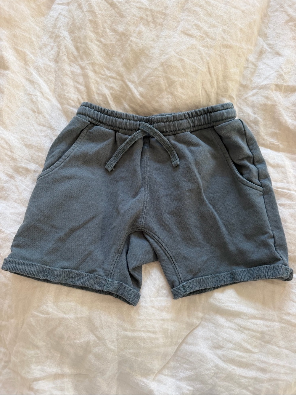 Rylee+ Cru: Kids Comfortable Drawstring Shorts in Dusty Blue: 18-24months